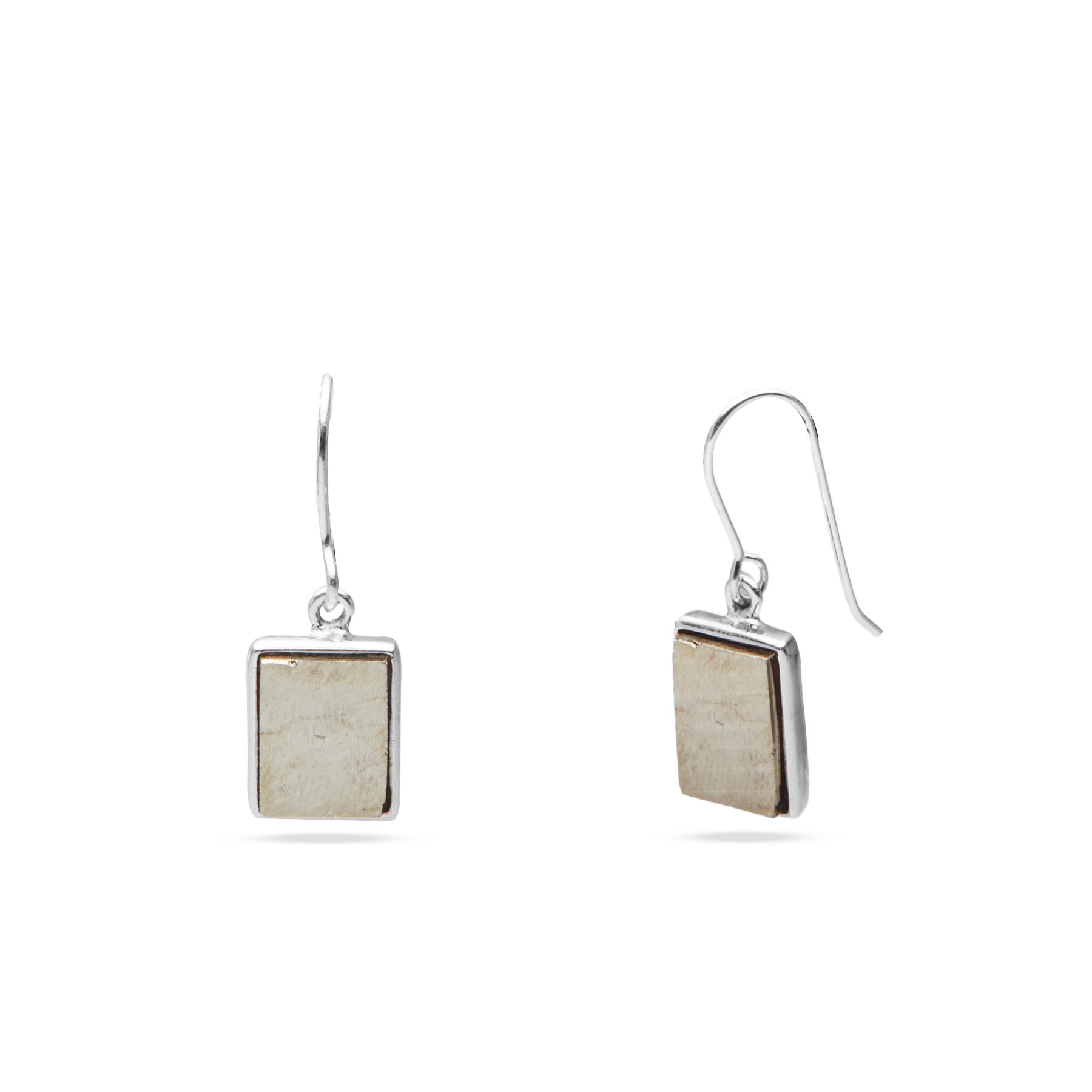 Pyrite rectangle bezel set drop earrings