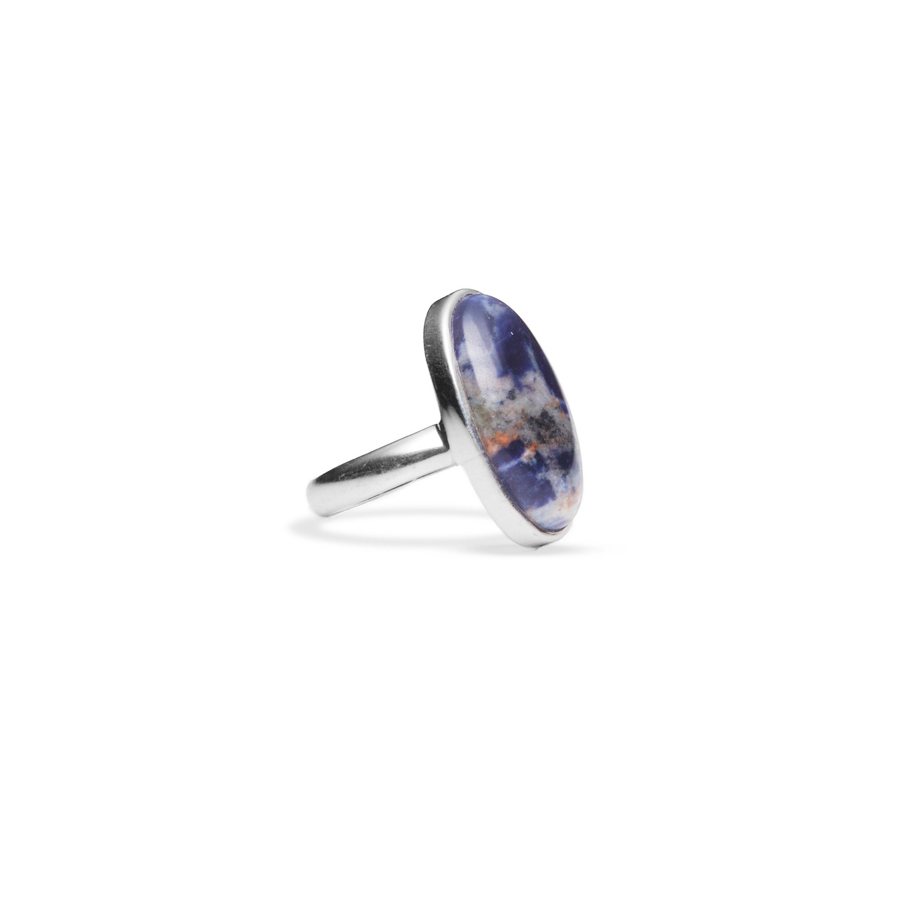 Sodallite cabochon oval bezel set ring 