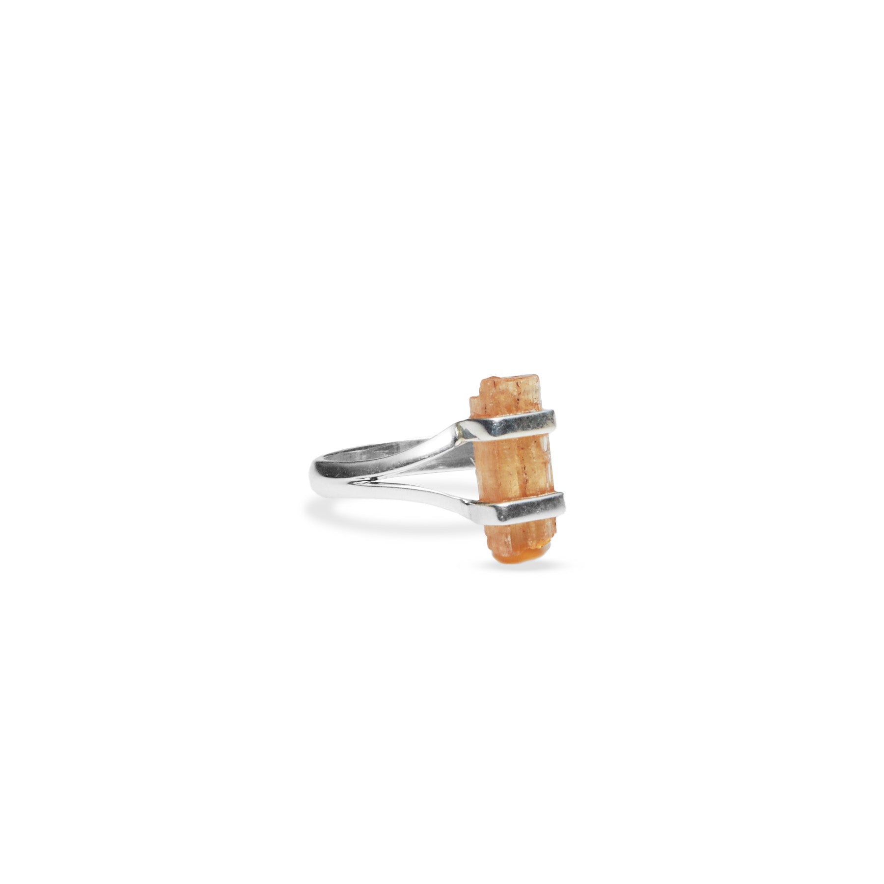 yellow topaz rough freeform double belt ring with split band 