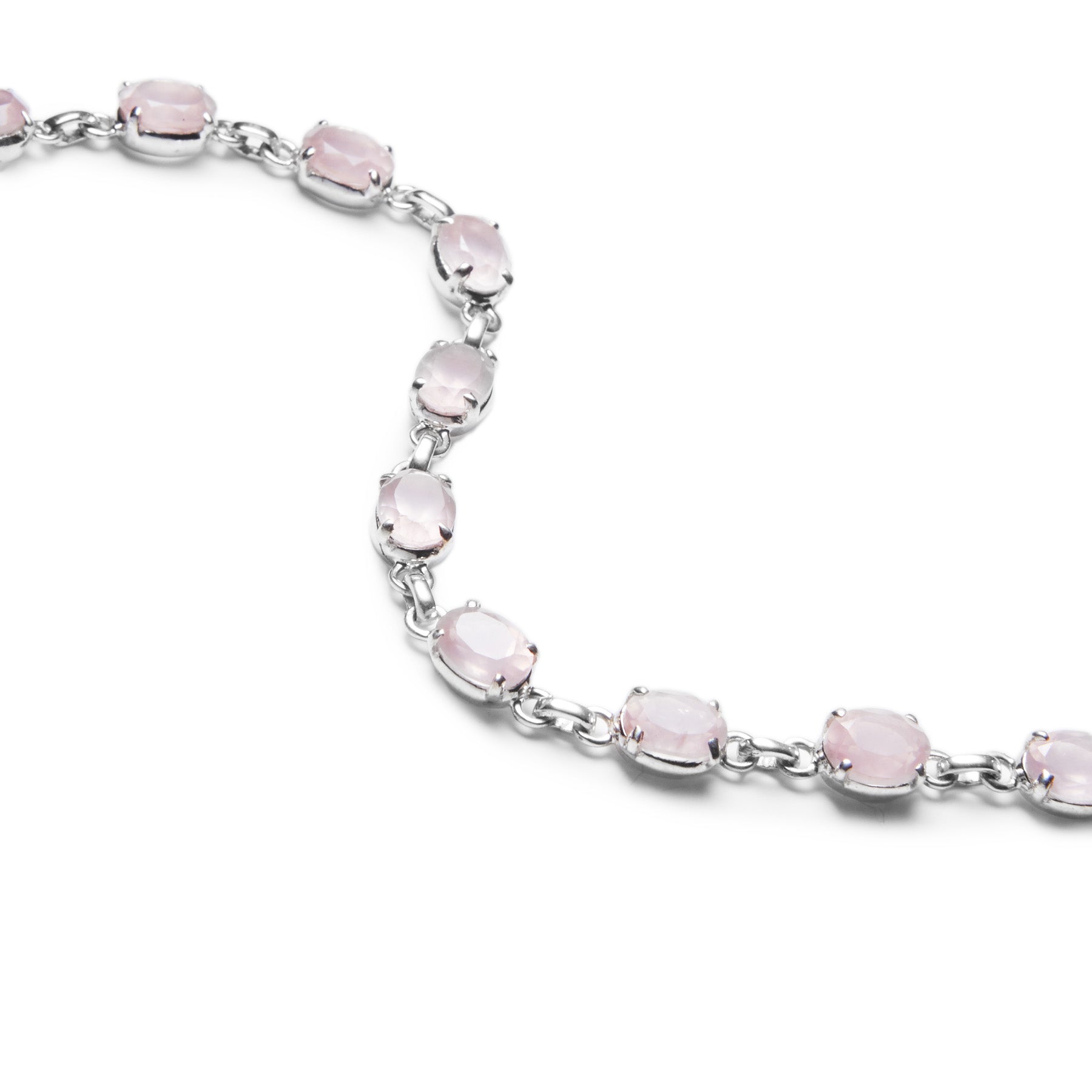 rose quartz oval faceted claw set bracelet