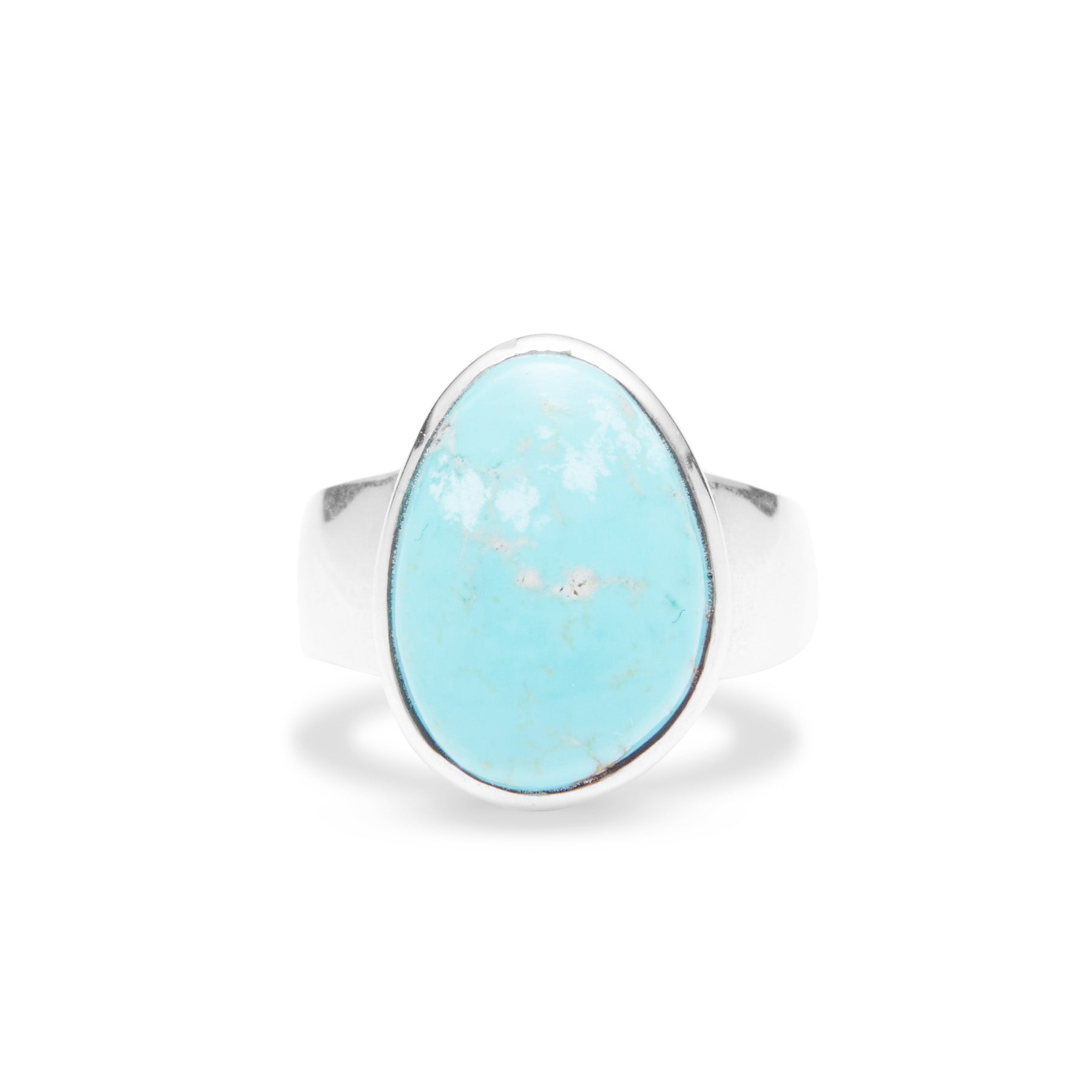 Ammaroo Turquoise freeform ring with thick sterling silver band