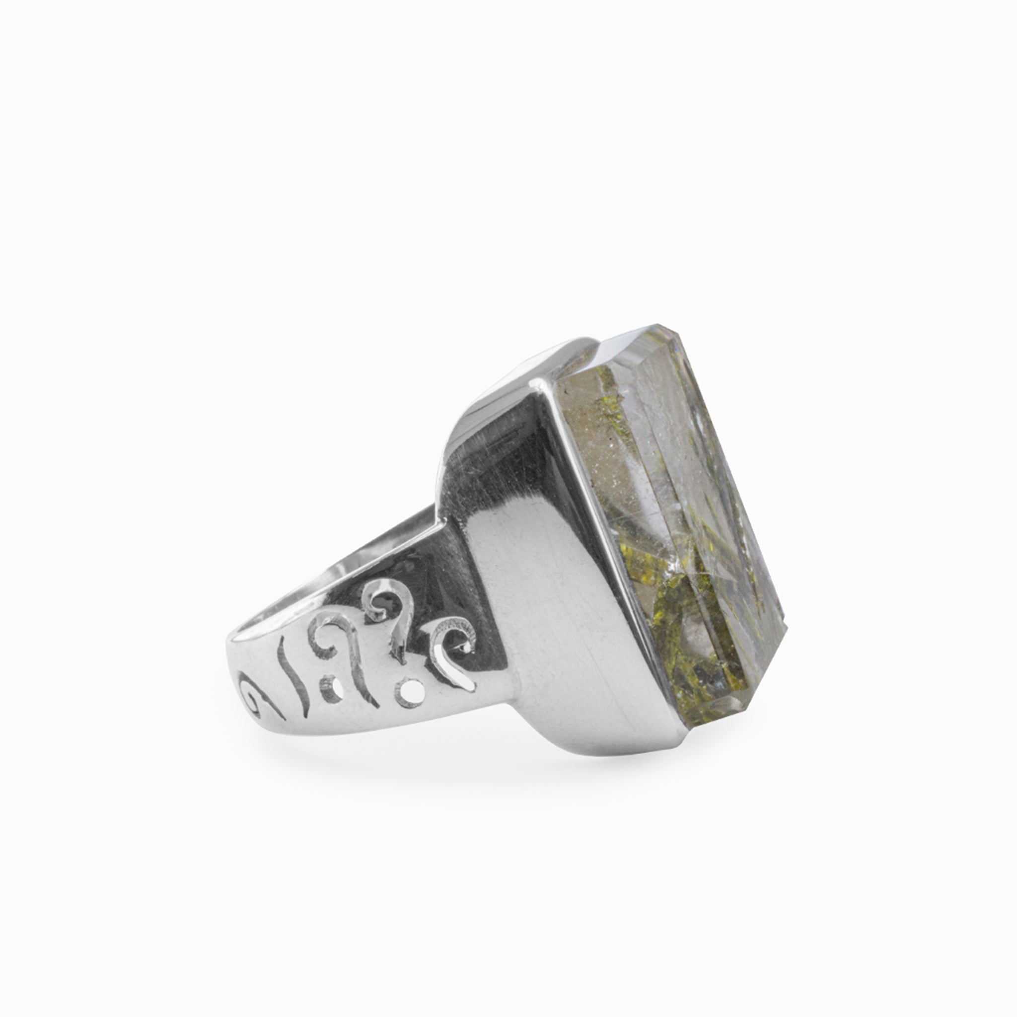 Epidote In Quartz Ring