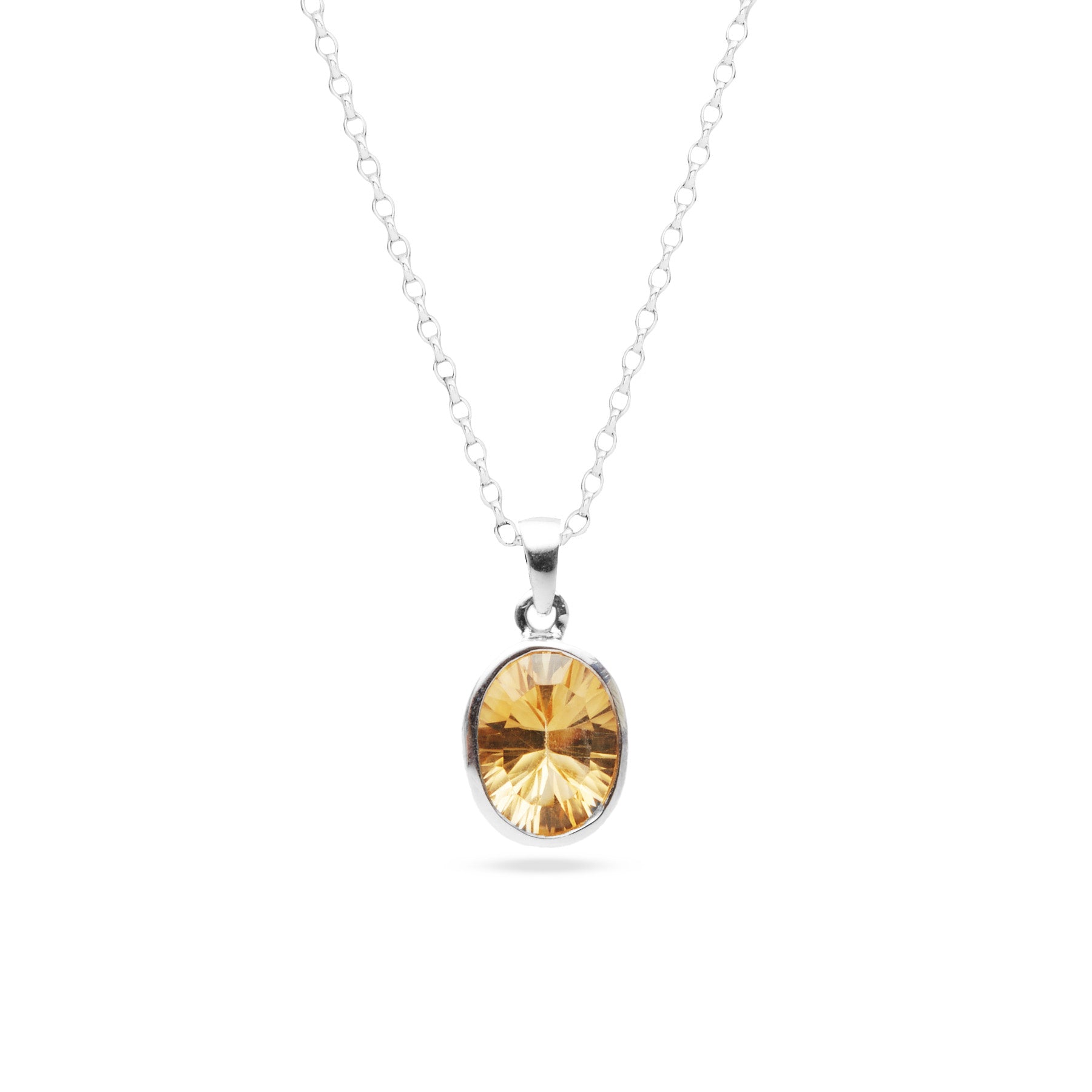 Citrine Oval Facet with bezel set 