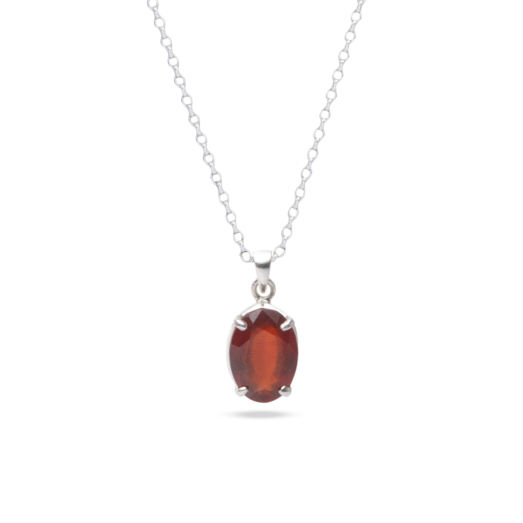 Garnet oval faceted pendant with claws