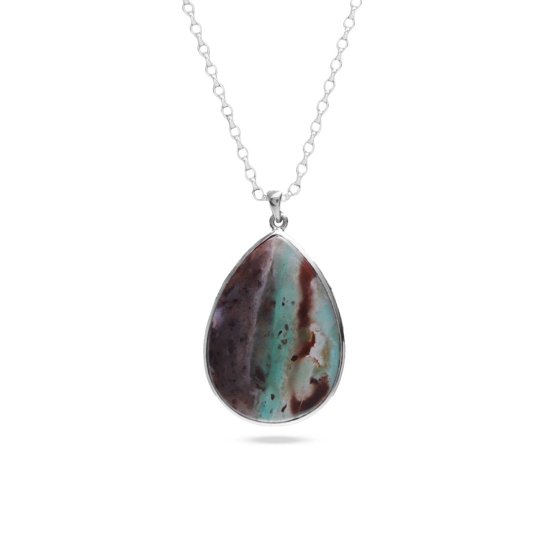 Aquaprase cabochon teardrop bezel set pendant