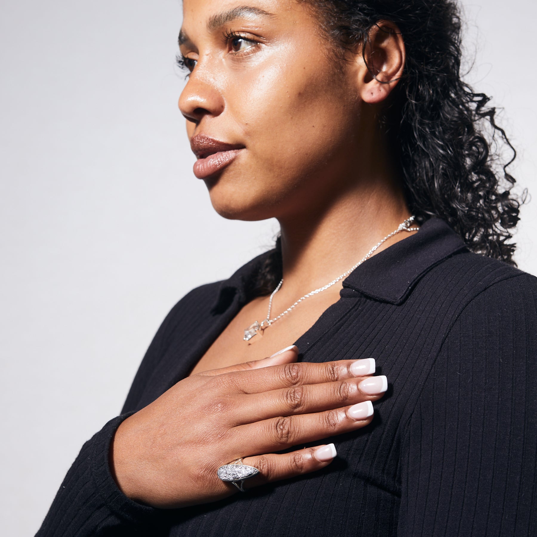 Specular Hematite Ring on model