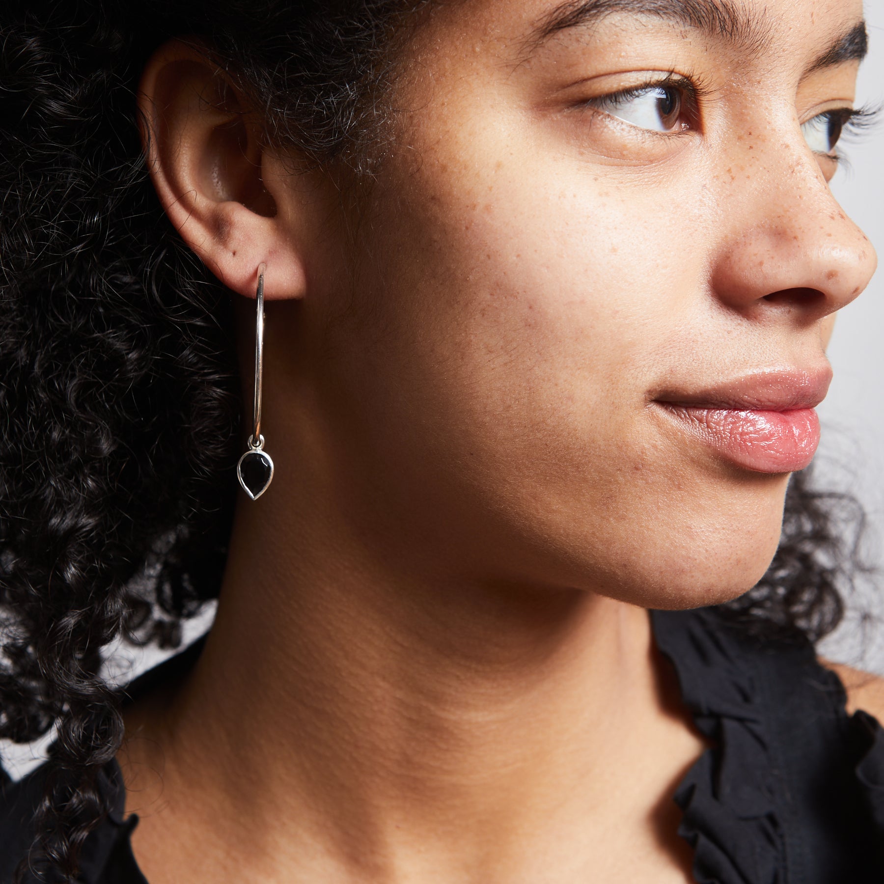 Black Onyx Hoops