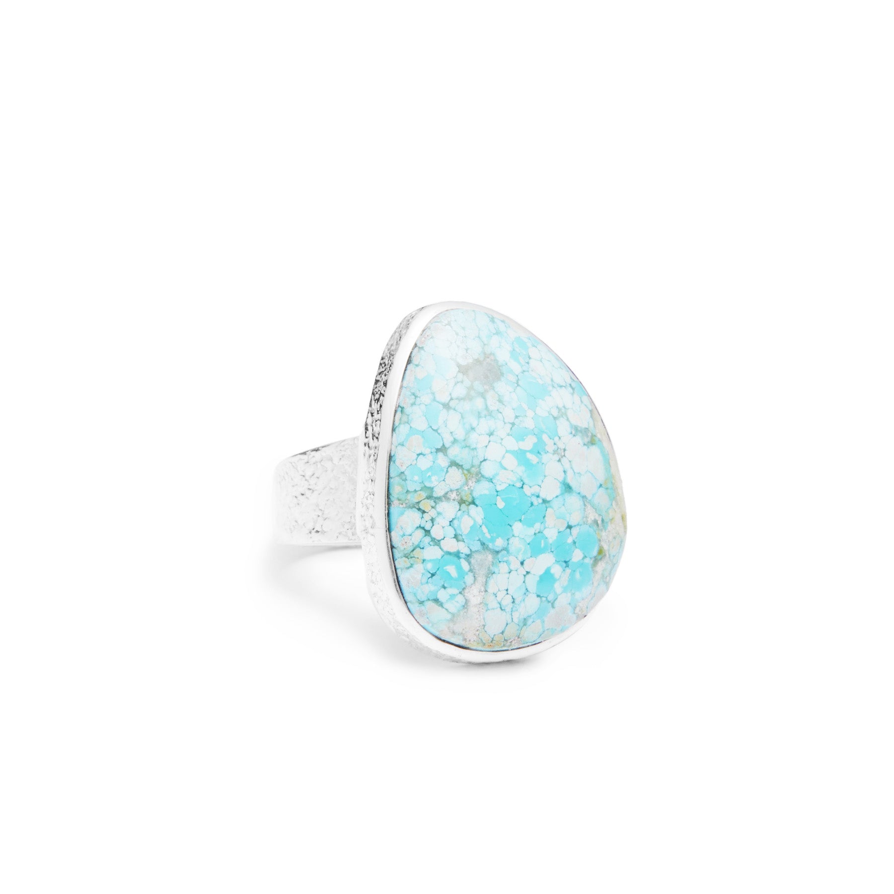 Ammaroo Turquoise freeform ring with hammered band 