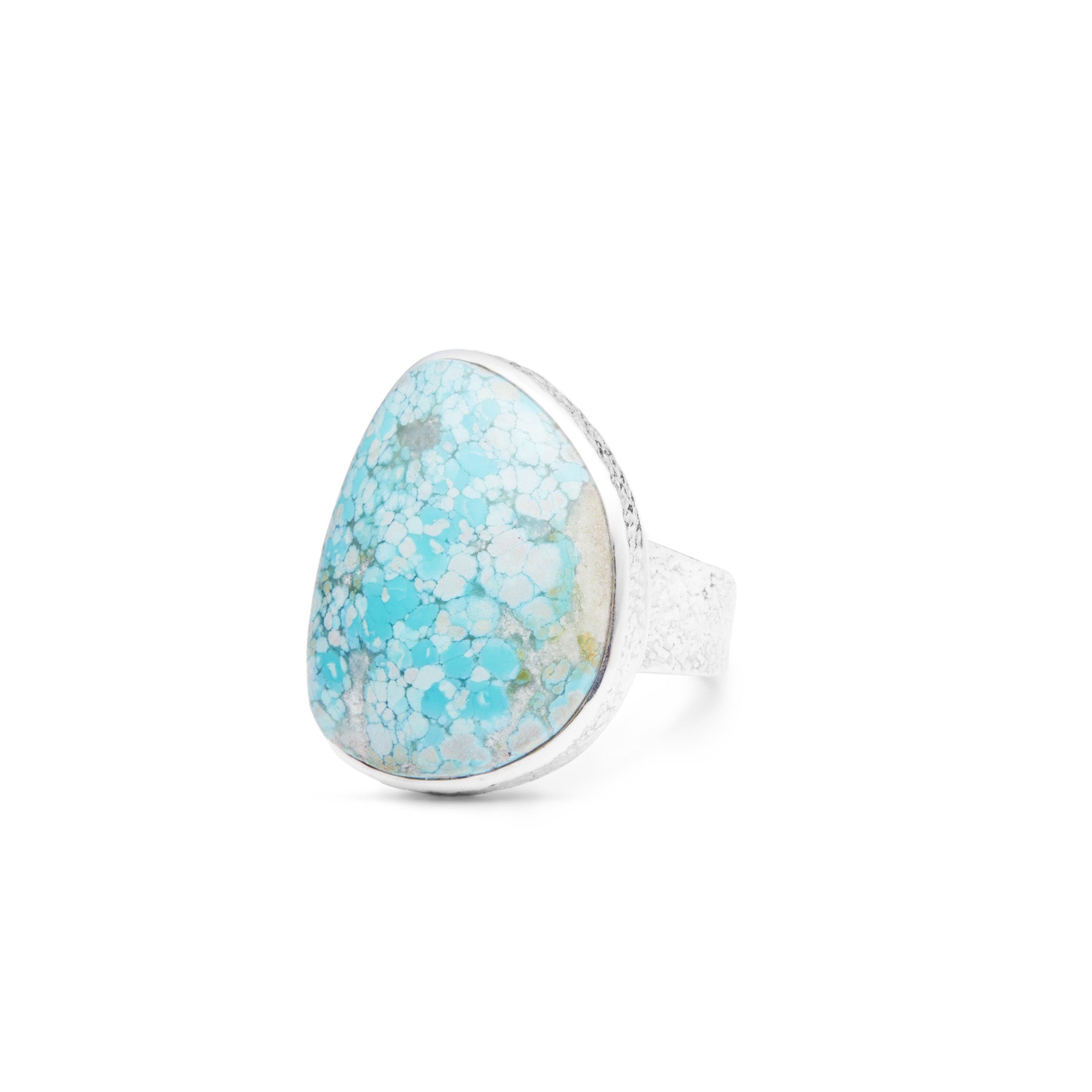 Ammaroo Turquoise freeform ring with hammered band 