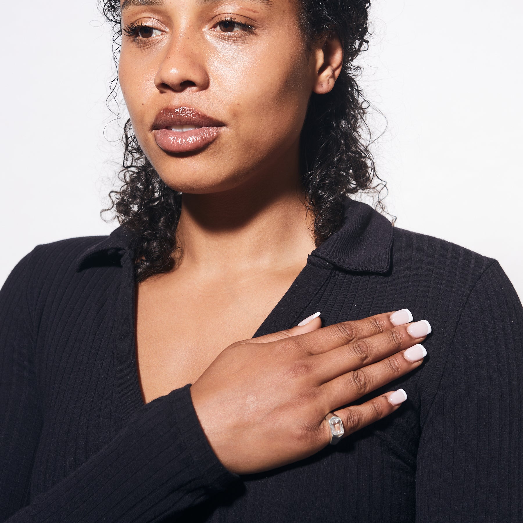 Clear Quartz Ring on model