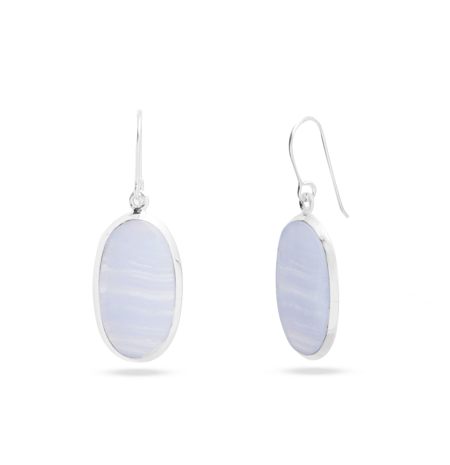 Blue lace agate oval drop earrings 