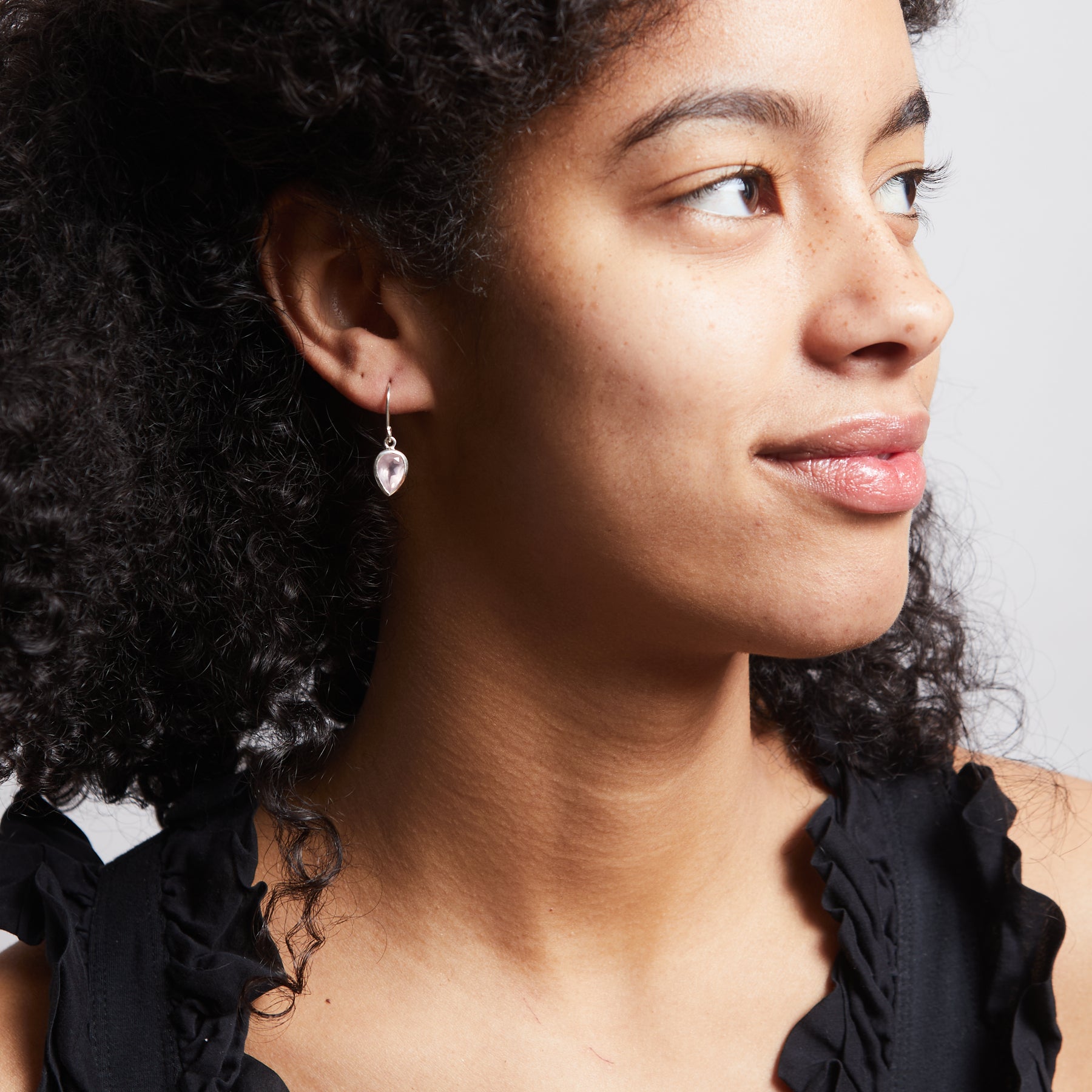 rose quartz inverted teardrop faceted earrings 