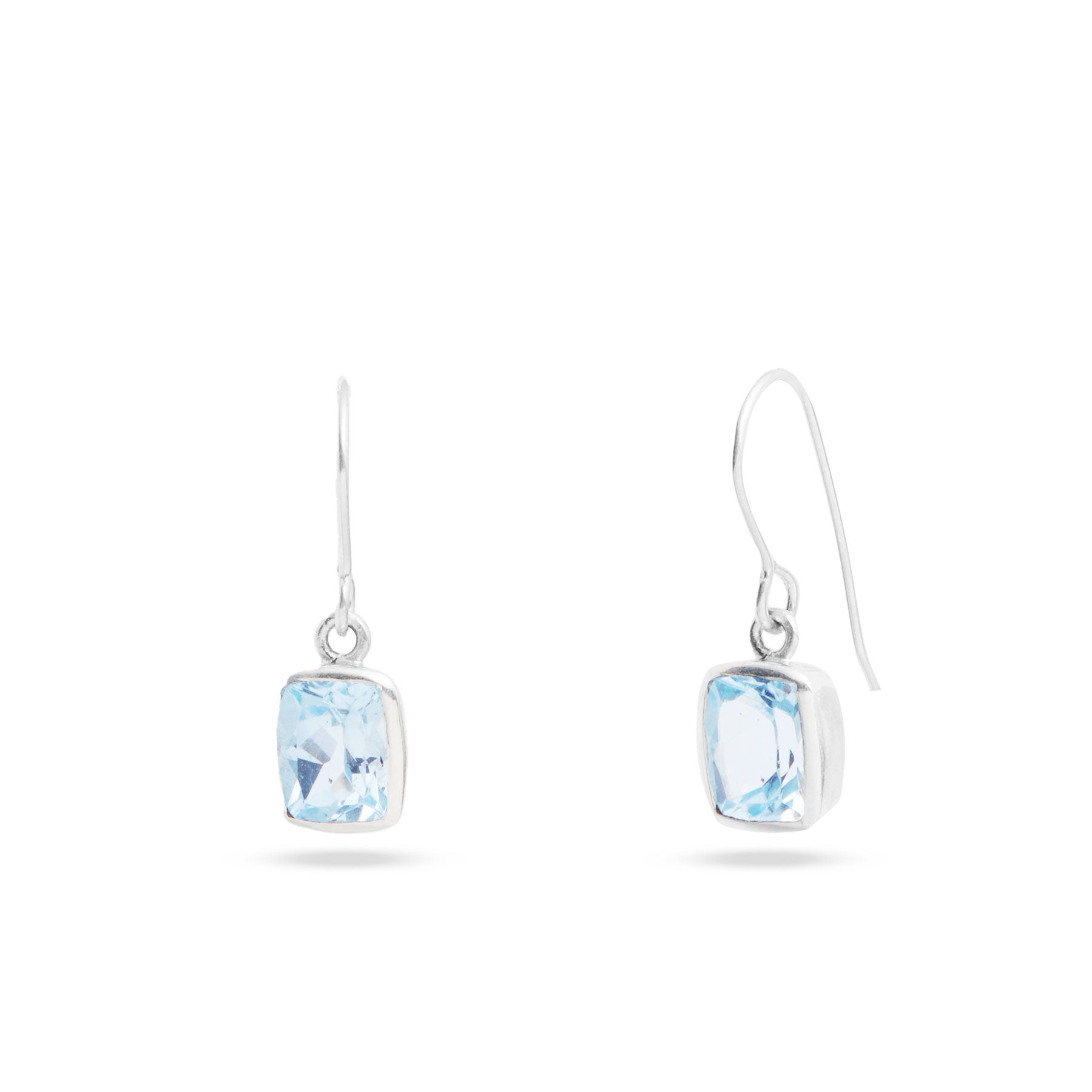 Blue Topaz rectangle drop earrings