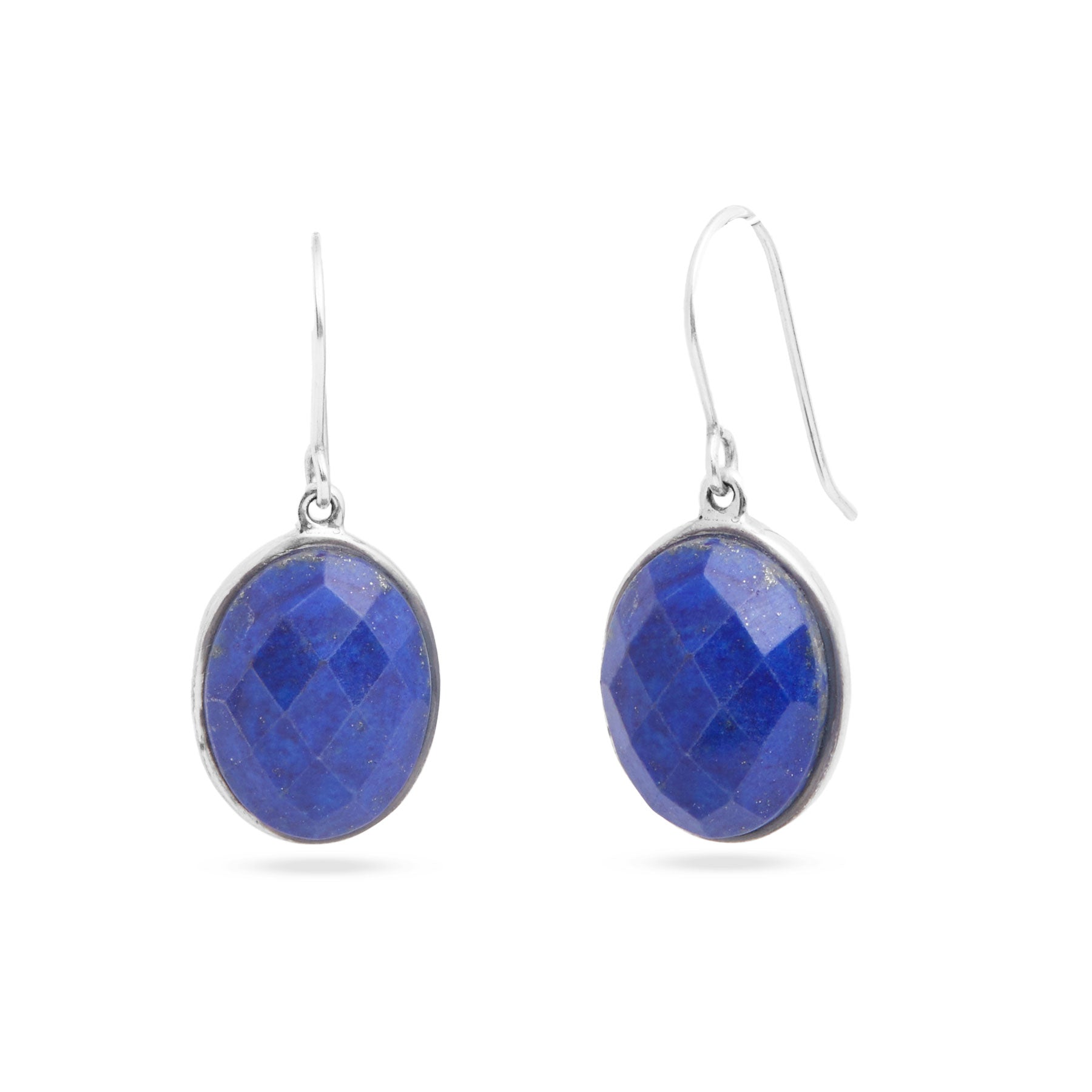 Lapis Lazuli checkerboard facet drop earrings