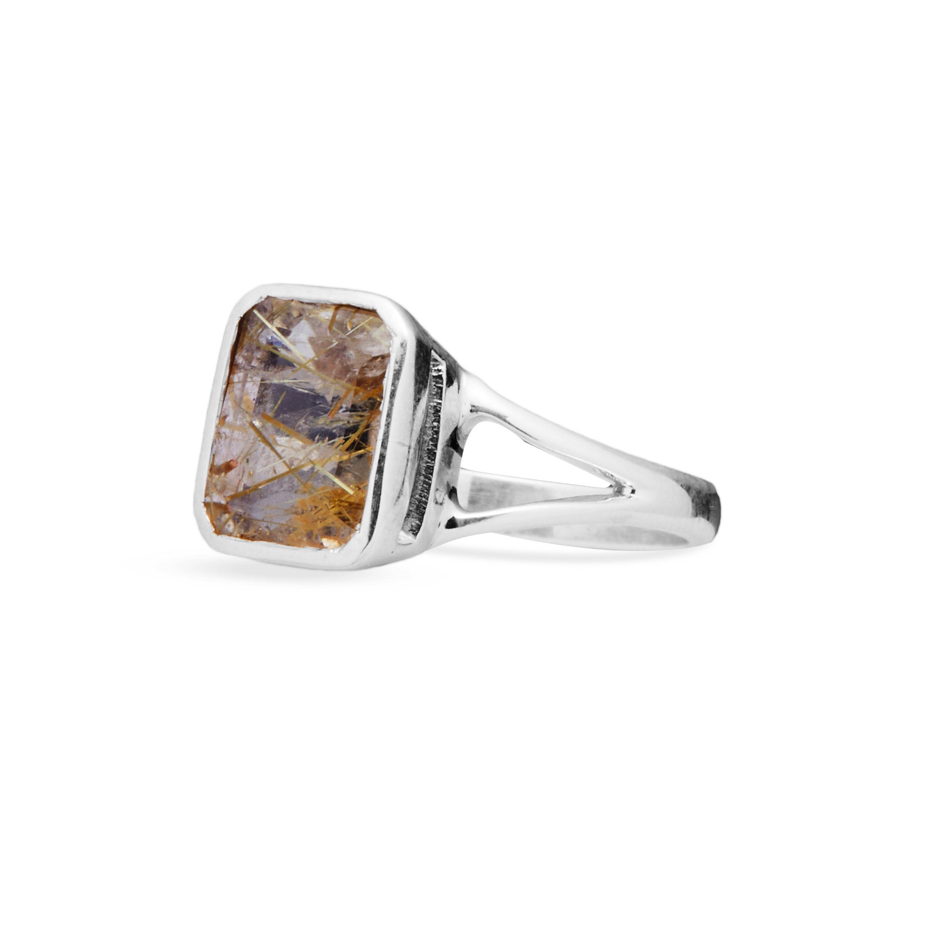 RECTANGLE RUTILATED QUARTZ RING