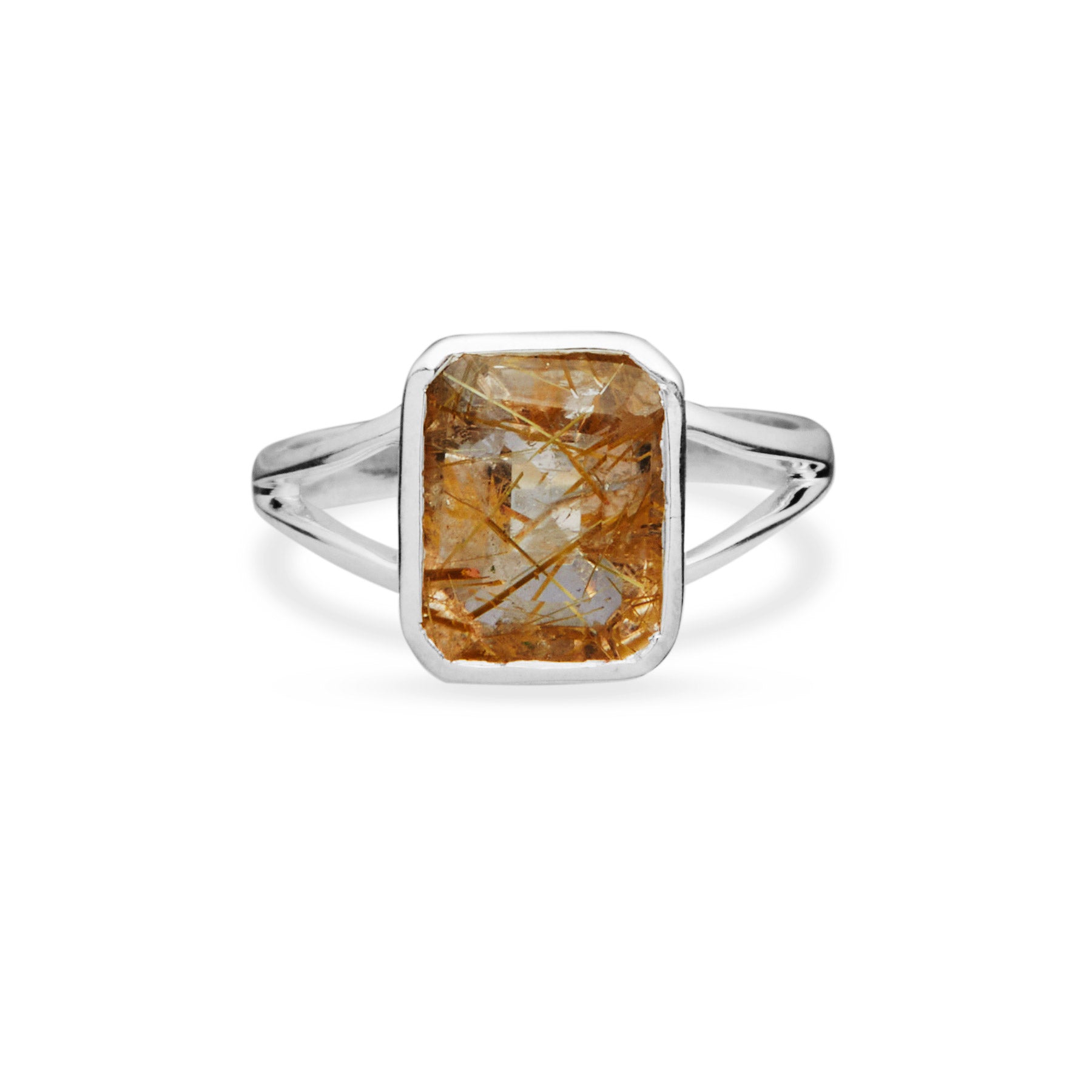 RECTANGLE RUTILATED QUARTZ RING 