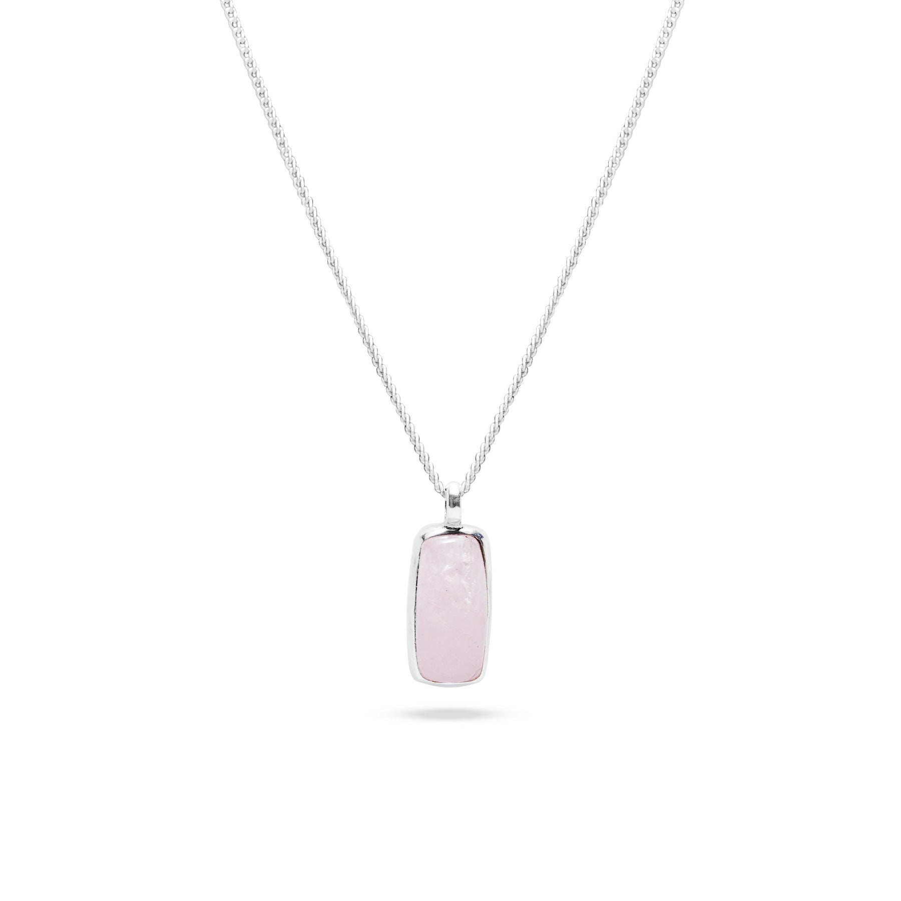 Morganite pendant with rectangular bezel setting 