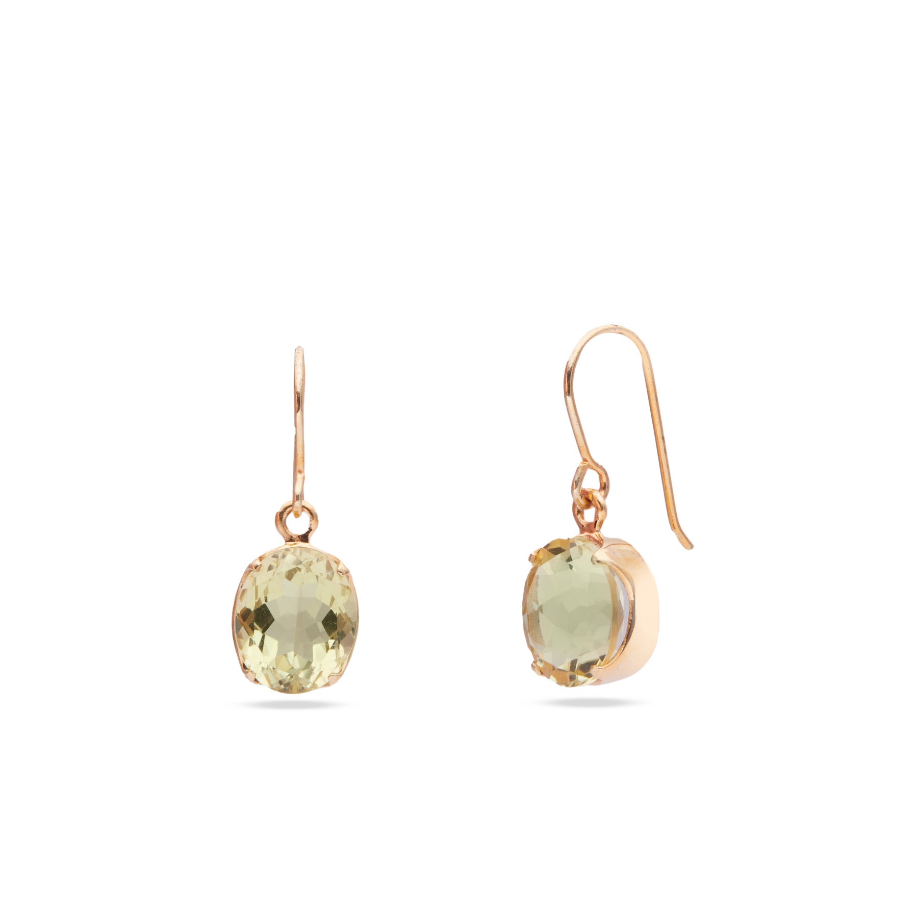 Lemon Quartz faceted oval claw drop earrings in vermeil gold