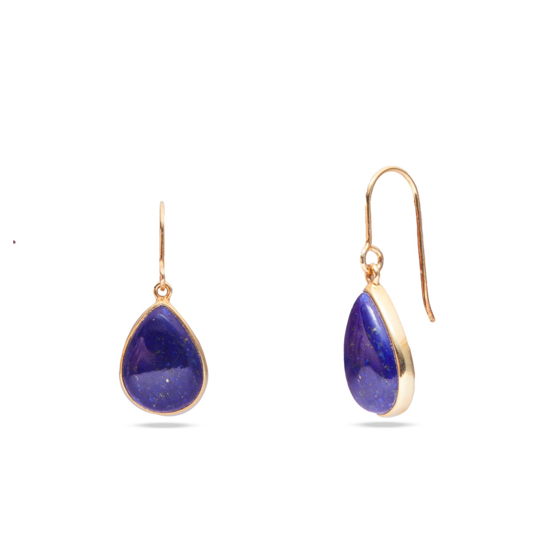 Lapis Lazuli cabochon vermeil teardrop earrings