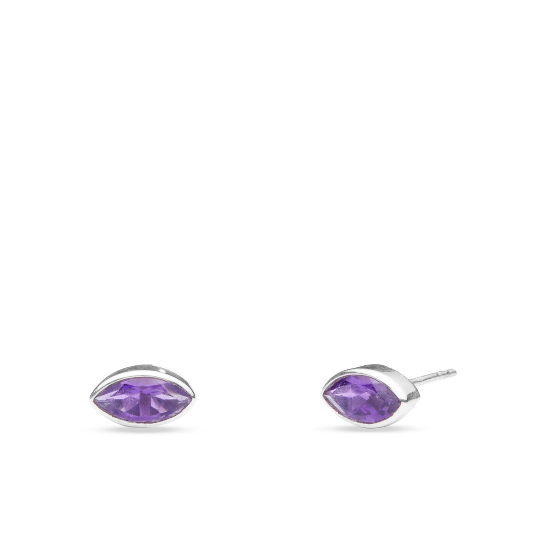 Amethyst marquise faceted stud earrings 