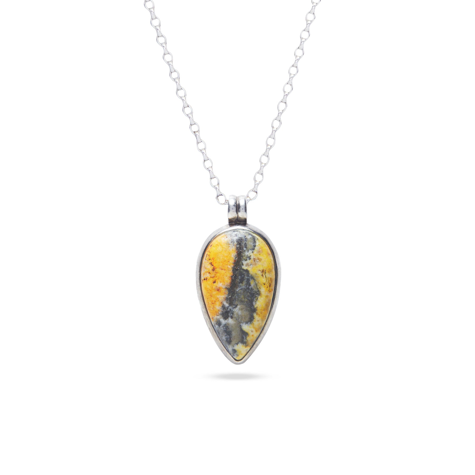 Bumbebee Jasper inverted teardrop pendant with fixed hook