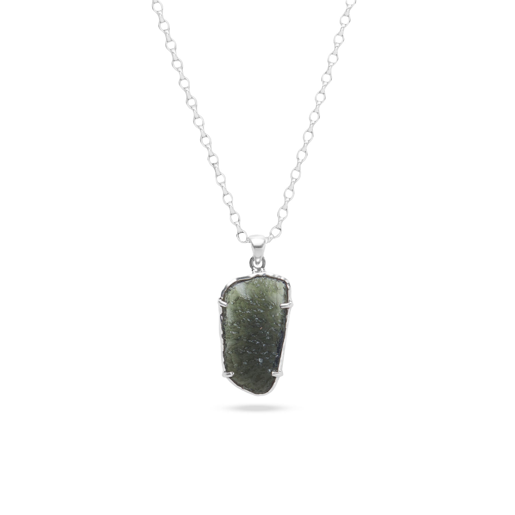 Moldavite Pendant with a sterling silver claw setting