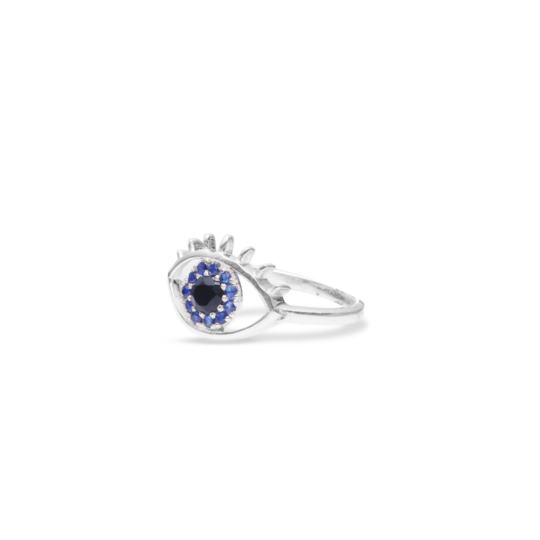 Sapphire & Black Onyx Evil Eye Ring