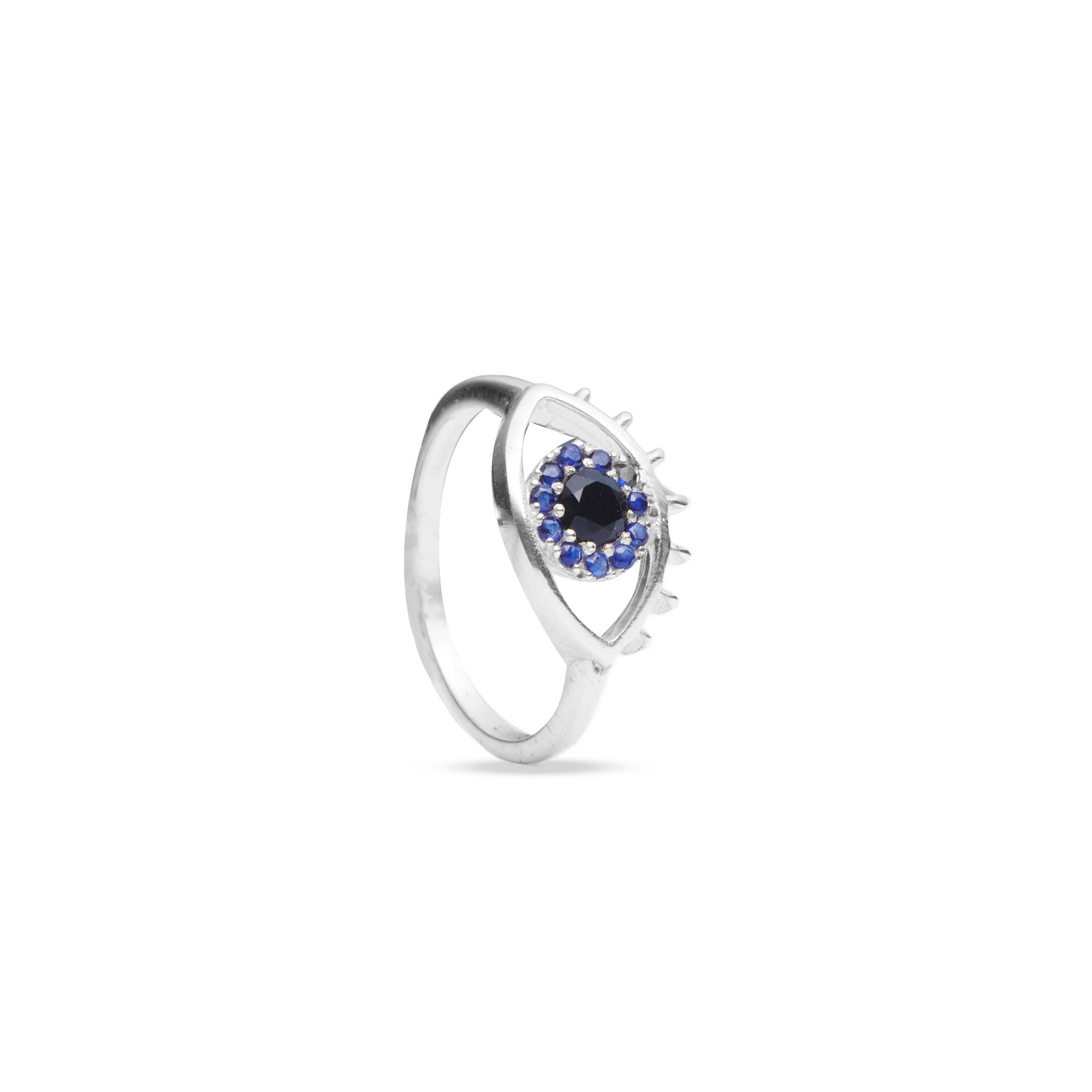 Sapphire & Black Onyx Evil Eye Ring