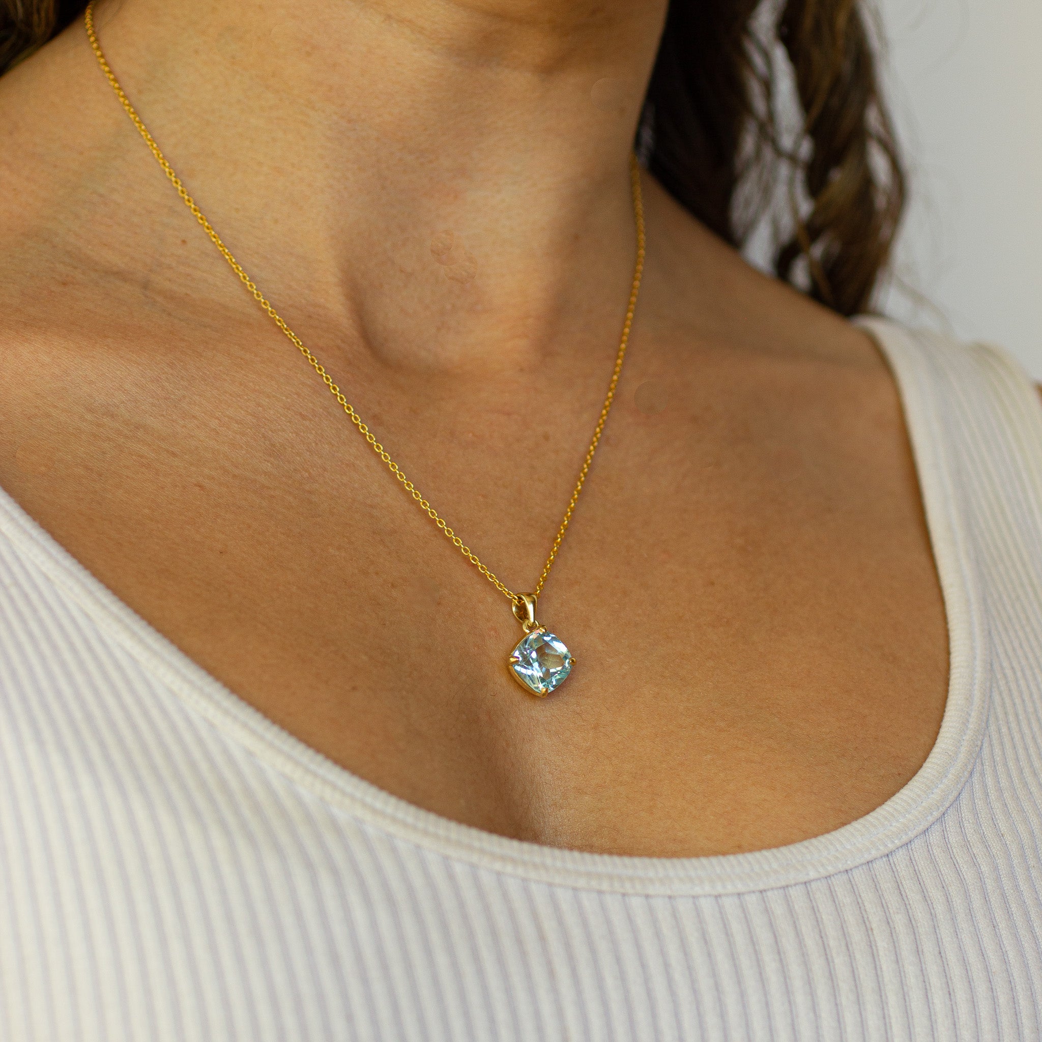 Oval Blue Topaz Necklace, Birthstone Necklace - Shraddha Shree Gems
