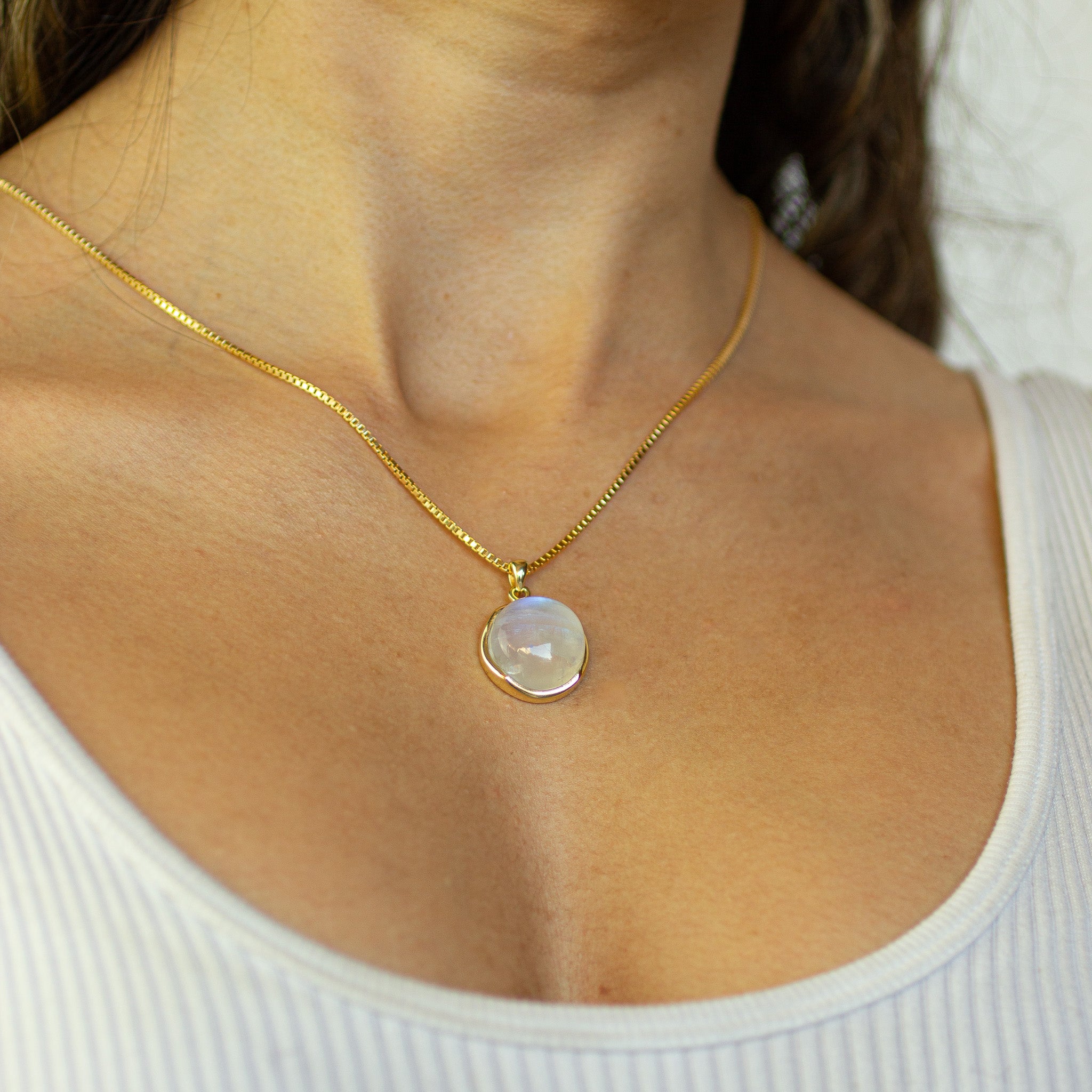 Rainbow Moonstone Necklace In Gold Vermeil | Made In Earth Australia
