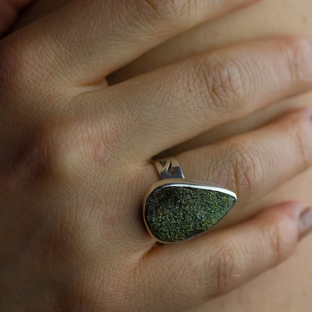 rainbow pyrite ring 