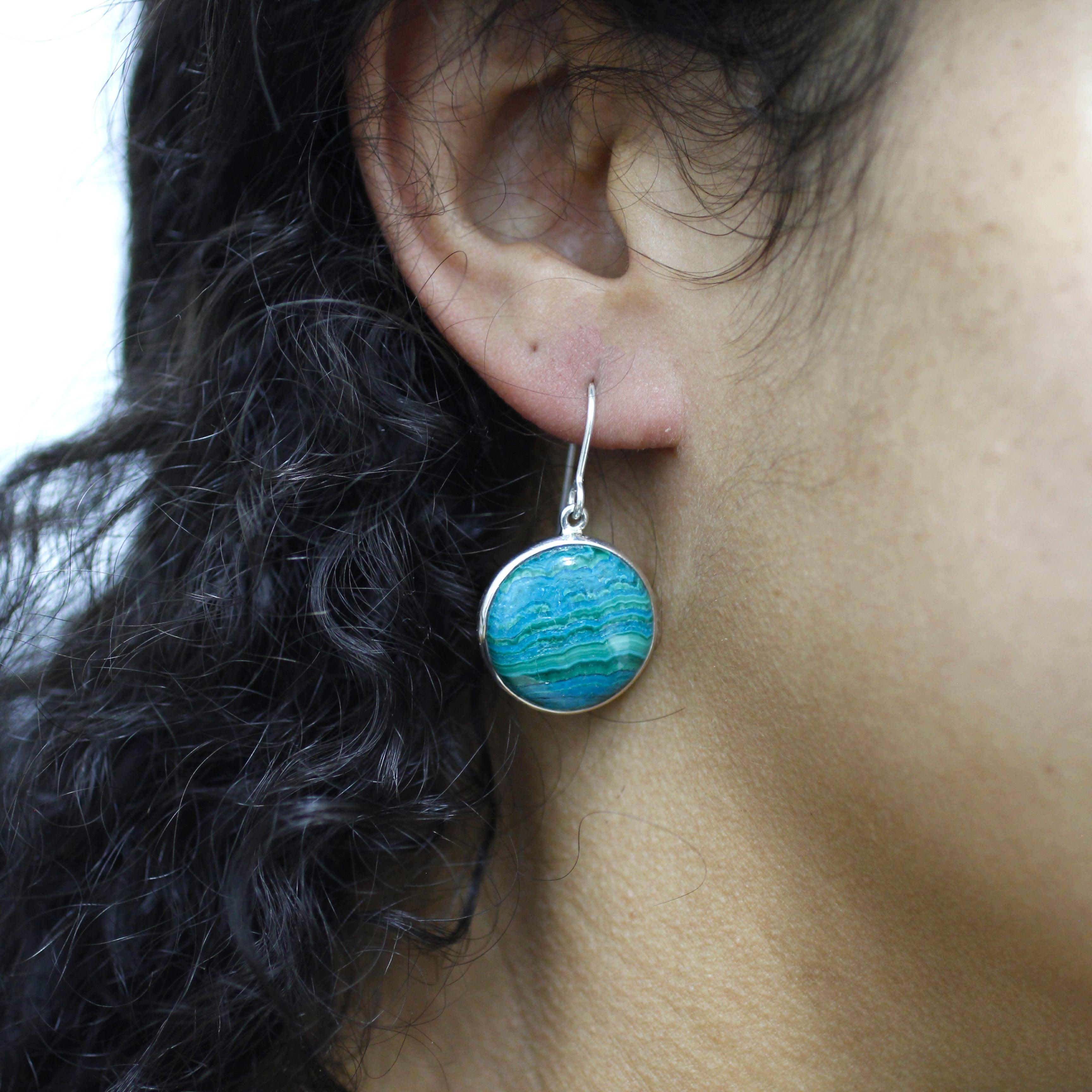 Green Chrysocolla Earrings Boho Crystal Earrings Large Statement on sale Earrings