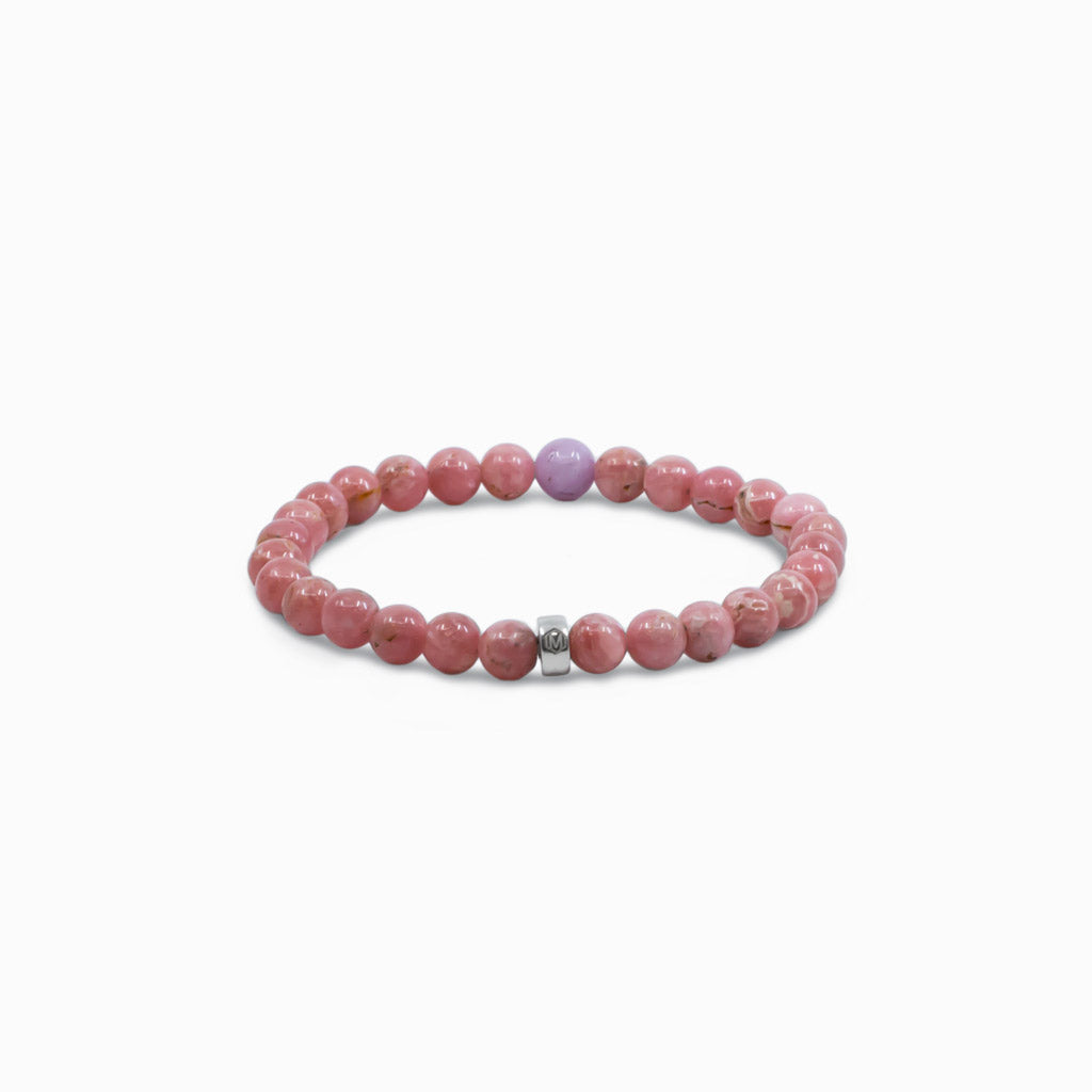 RHODOCHROSITE AND KUNZITE BEADED BRACELET 