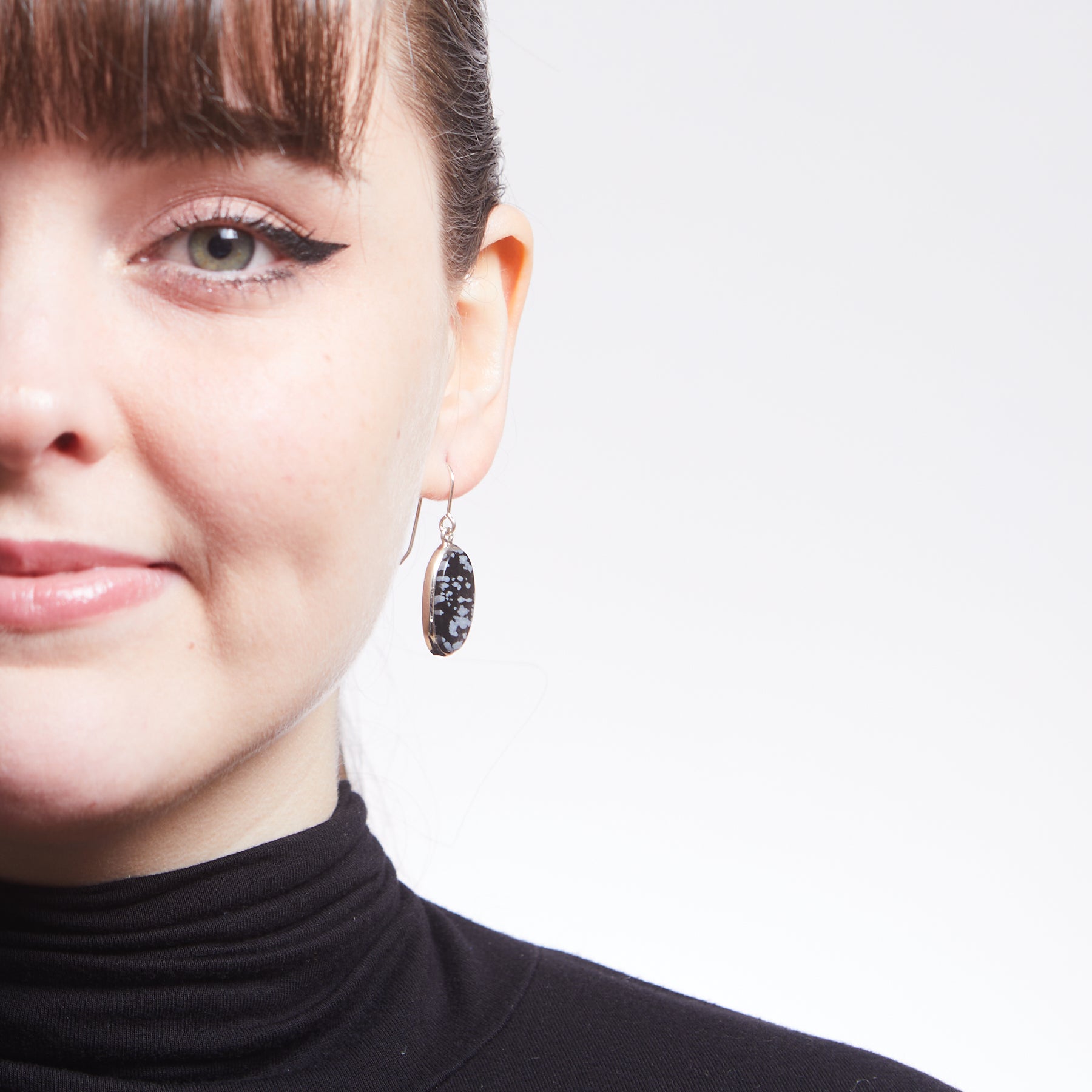 Snowflake Obsidian Drop Earrings