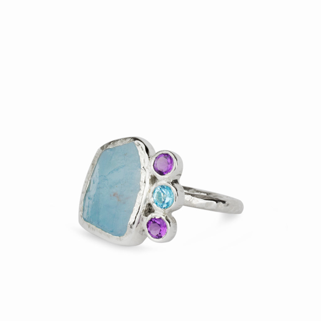 Aquamarine and sale amethyst ring