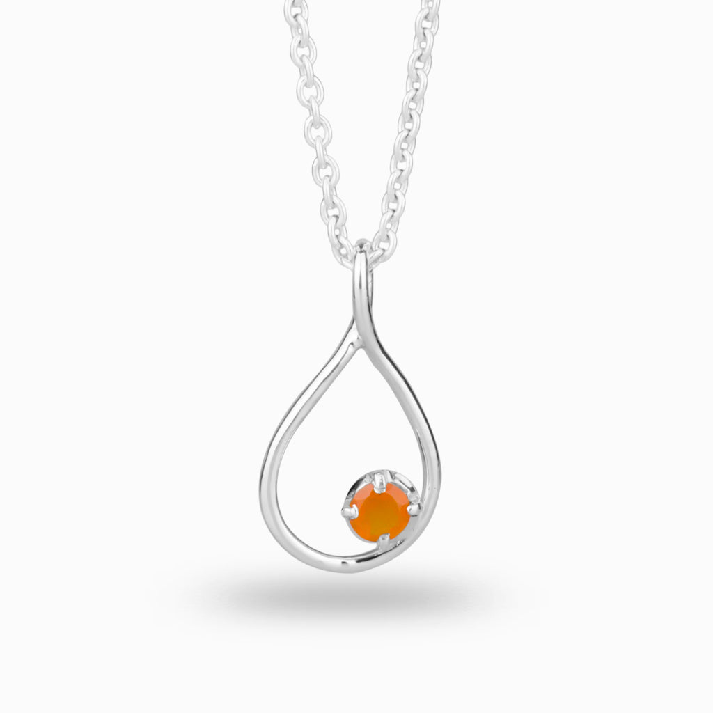 Teardrop Frame Birthstone design Carnelian Necklace