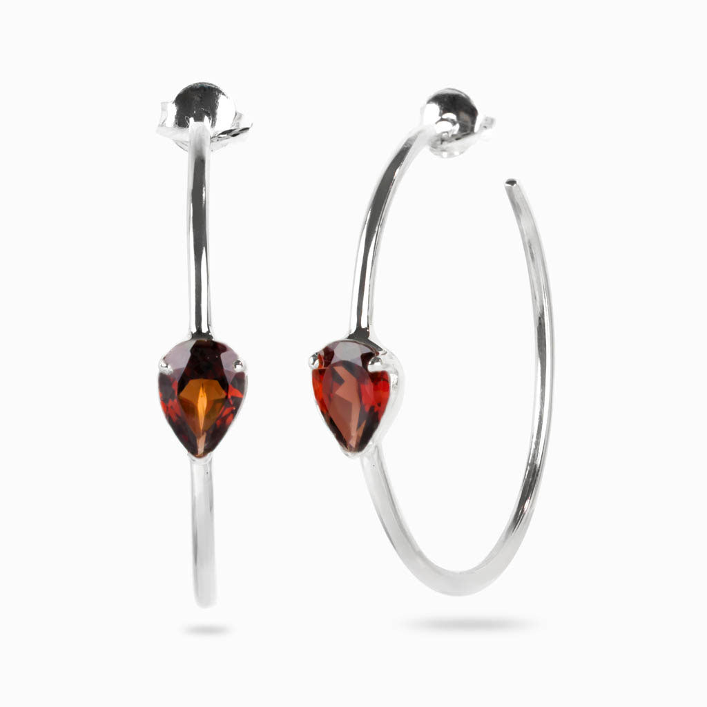 Garnet hoop store earrings