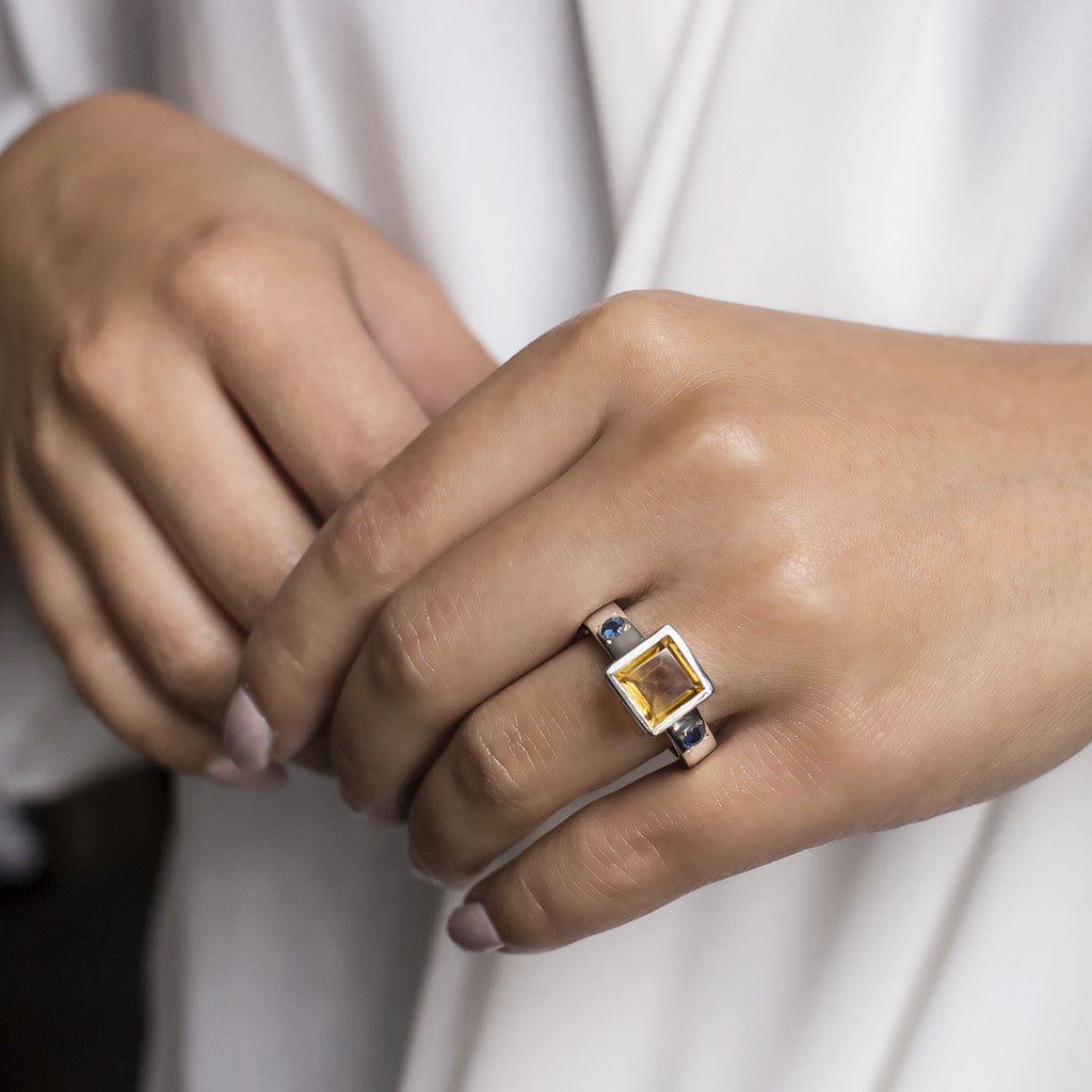 Citrine and Sapphire Ring