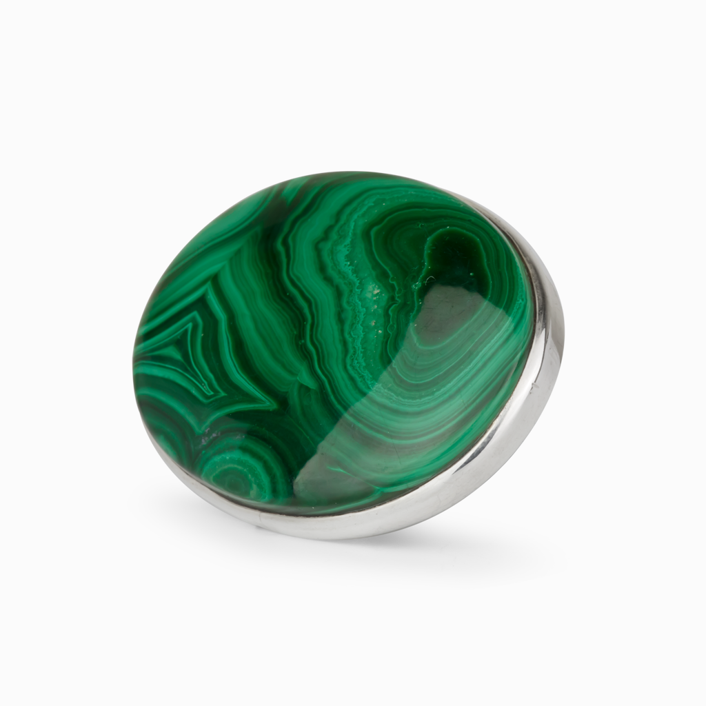 Oval Bezel Malachite Ring