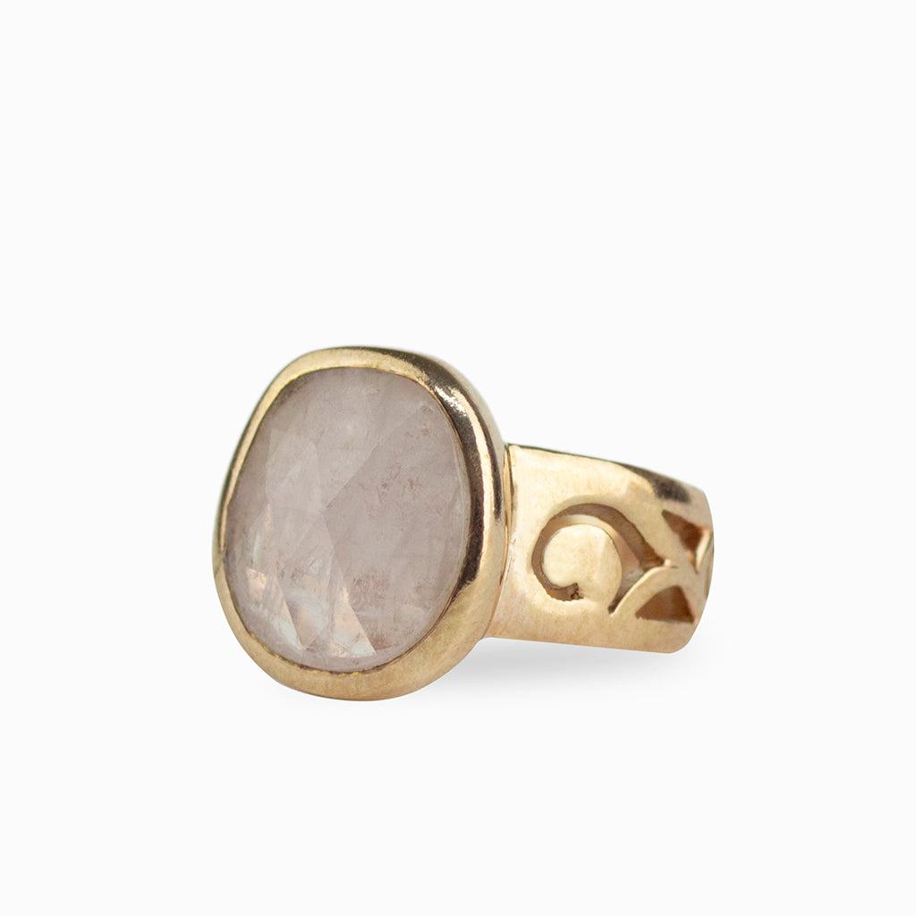 Morganite Faceted Ring in Rose Gold Vermeil