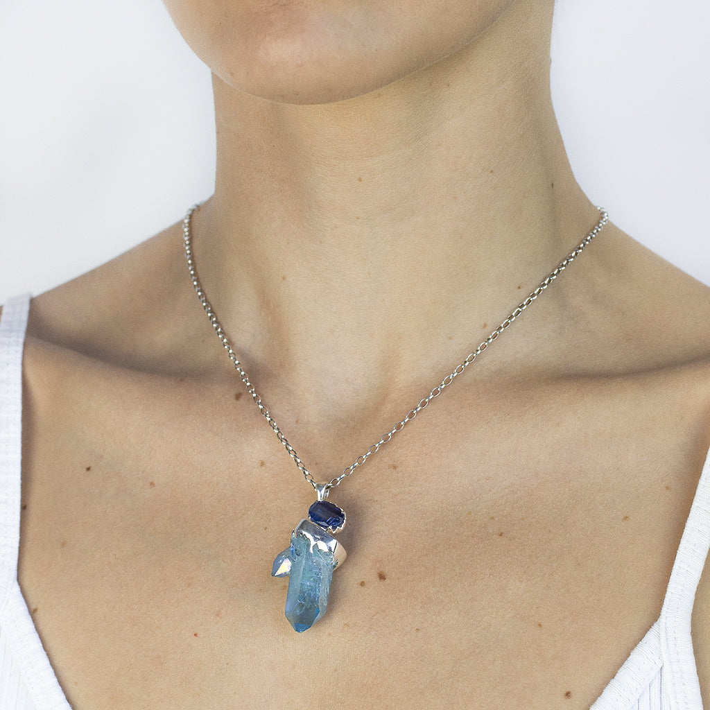 Aqua blue 2025 stone necklace