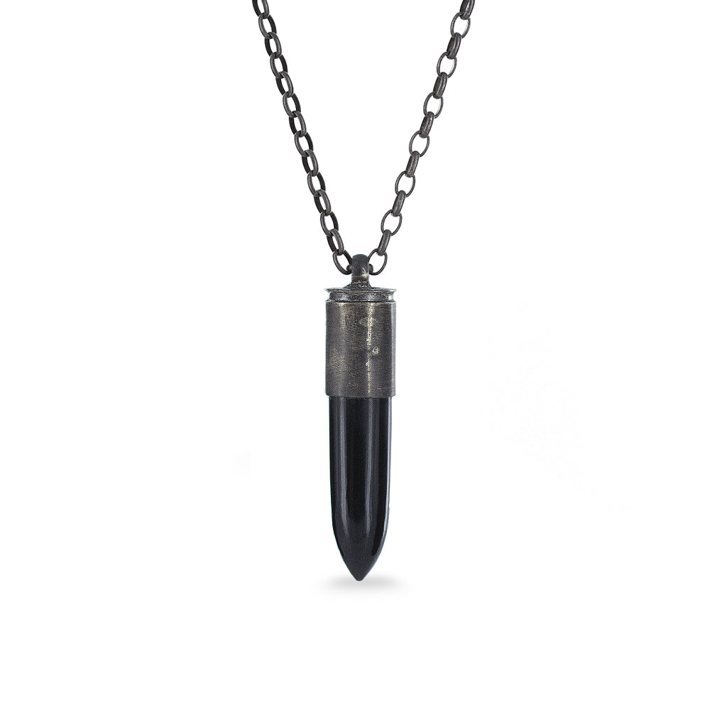 Black Obsidian Bullet Necklace